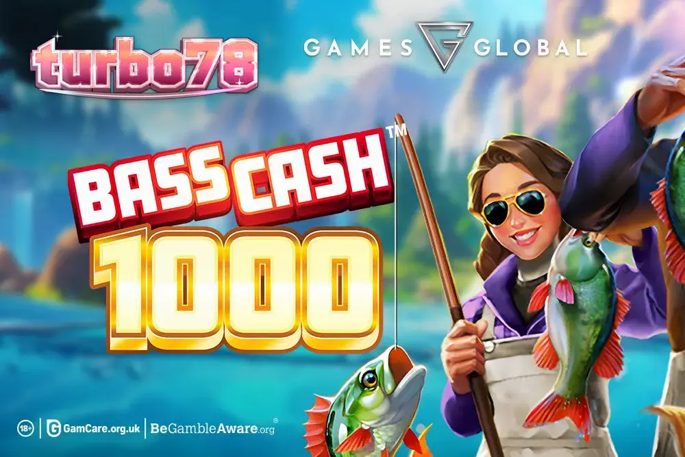 Tampilan visual slot Bass Cash 1000 dengan tema memancing yang cerah
